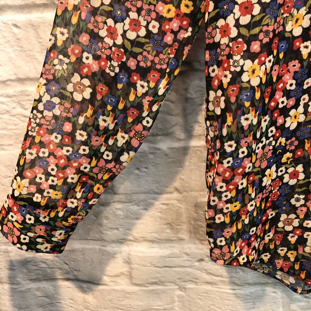 The Kooples XXS Floral Metallic Button Up Blouse - Picture 7 of 13